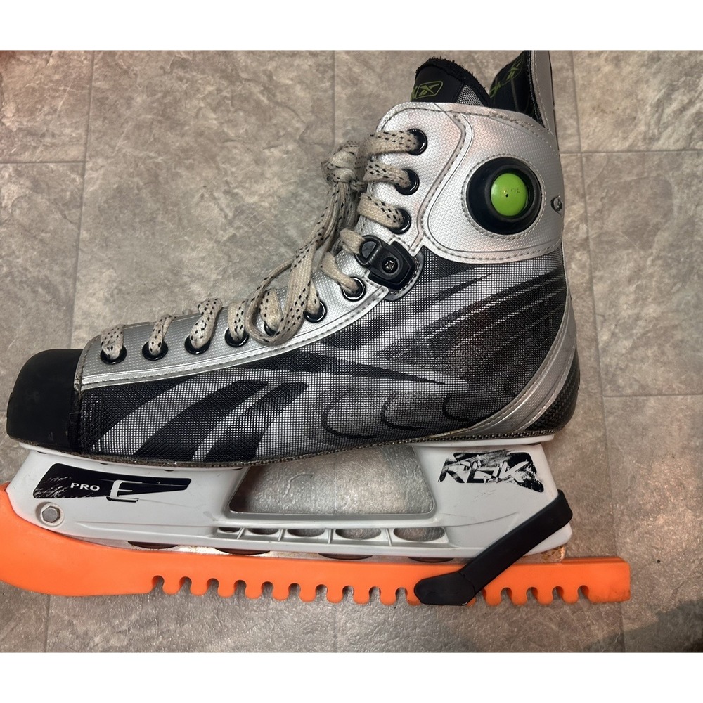 Reebok RBK 6K Pump Ice Hockey Skates Senior Size 10 White Silver Pro E Rare